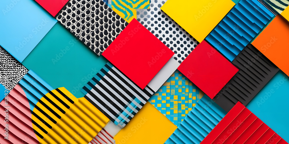 Vibrant geometric shapes and patterns collage Vibrant geometric shapes and patterns collage