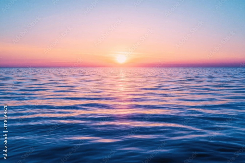 Serene sunset over calm ocean waters, creating a tranquil atmosphere. Serene sunset over calm ocean waters, creating a tranquil atmosphere.