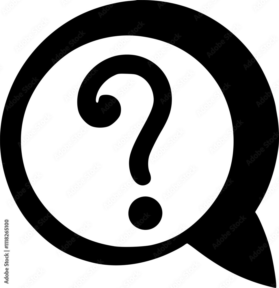 Question | Black and White Vector illustration Question | Black and White Vector illustration