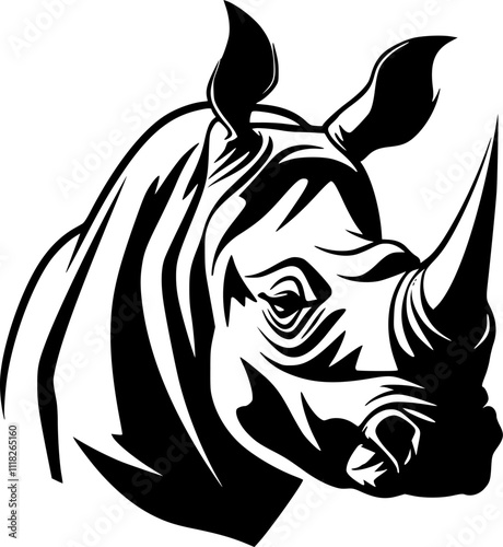 Rhinoceros | Black and White Vector illustration