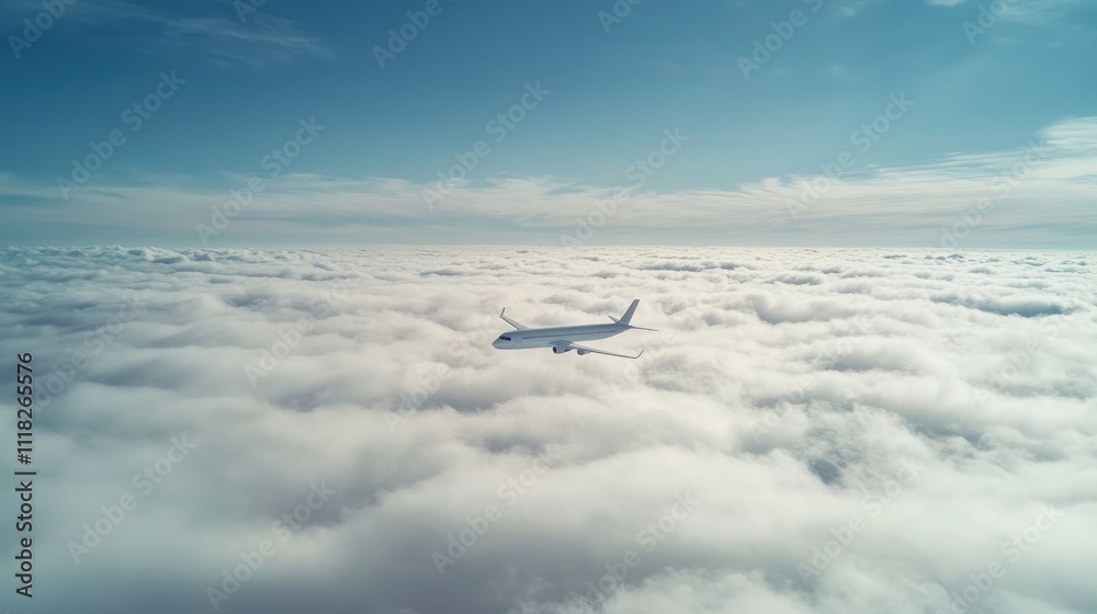 Airplane Soaring Above A Sea Of Clouds Airplane Soaring Above A Sea Of Clouds