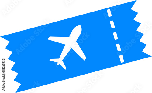 Blue Airplane Ticket Icon for Travel