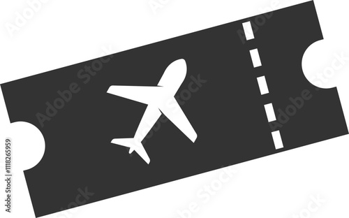Black Airplane Ticket Icon for Travel