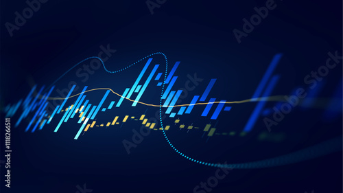 Stock market chart, exchange financial growth graph diagram.	