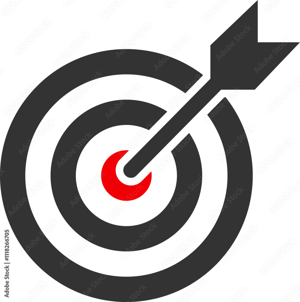 Black and White Target with Red Bullseye Black and White Target with Red Bullseye