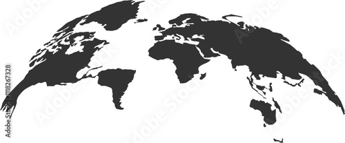 Curved Globe Silhouette Showing World Map