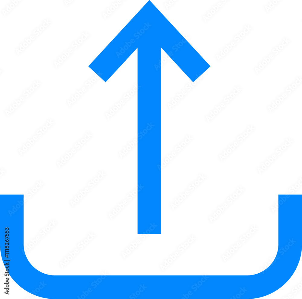Blue Upload Icon with Upward Arrow Blue Upload Icon with Upward Arrow