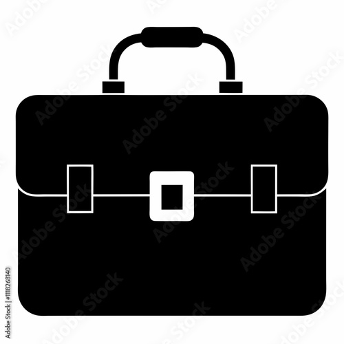 Black Silhouette Briefcase Icon Vector Design