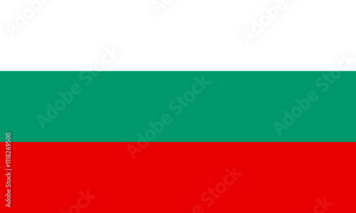 Bulgarian Flag with Horizontal White, Green, and Red Stripes