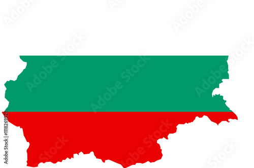 Bulgarian Map Filled with National Flag Colors