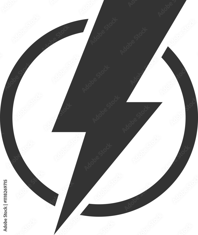 Black Lightning Bolt in Circular Icon Black Lightning Bolt in Circular Icon