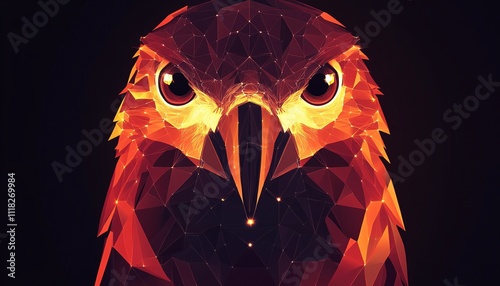 Close-up illustration of a vibrant parrot face showcasing intricate details and colors, set against a backdrop of animal digital evolution themes. photo