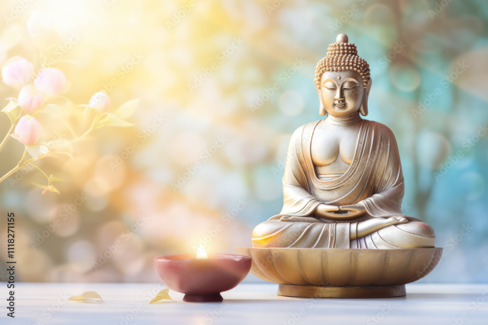 Candle Light Buddha Tranquil Peaceful Nature Serene Scene Candle Light Buddha Tranquil Peaceful Nature Serene Scene
