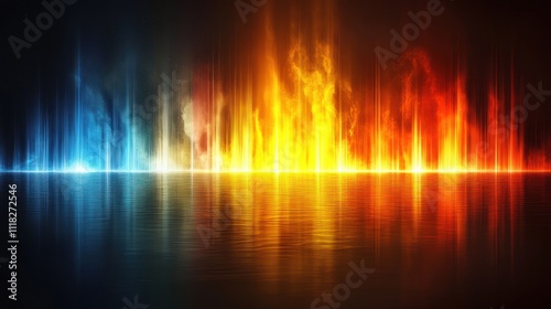 Fiery, abstract flames reflected on water.