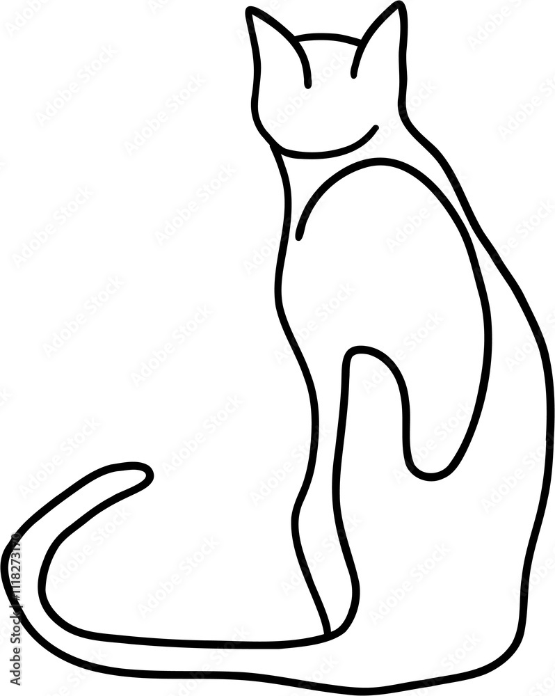 doodle freehand contour drawing of a cat. doodle freehand contour drawing of a cat.