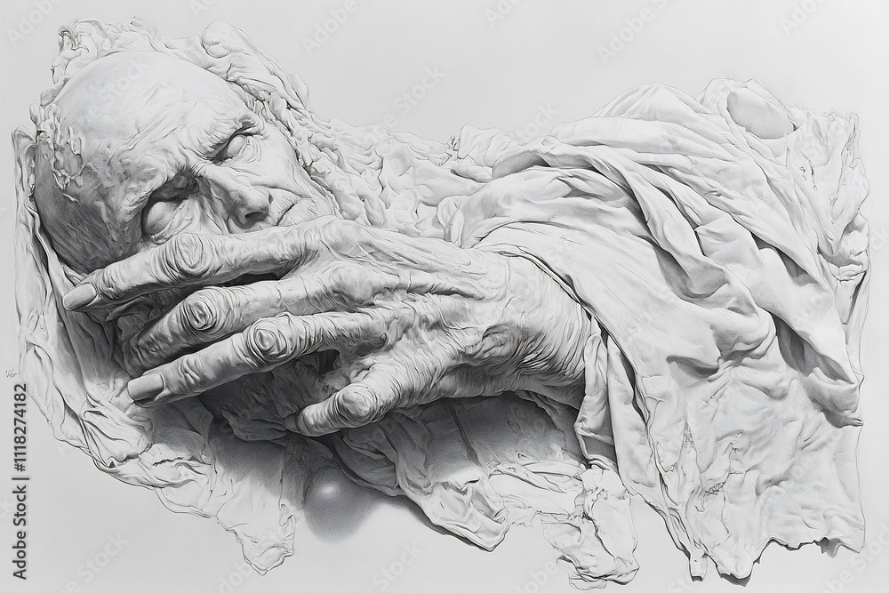 Artistic hand pencil drawing showing intricate details like fingers shading providing space themes of compassion or community Artistic hand pencil drawing showing intricate details like fingers shading providing space themes of compassion or community