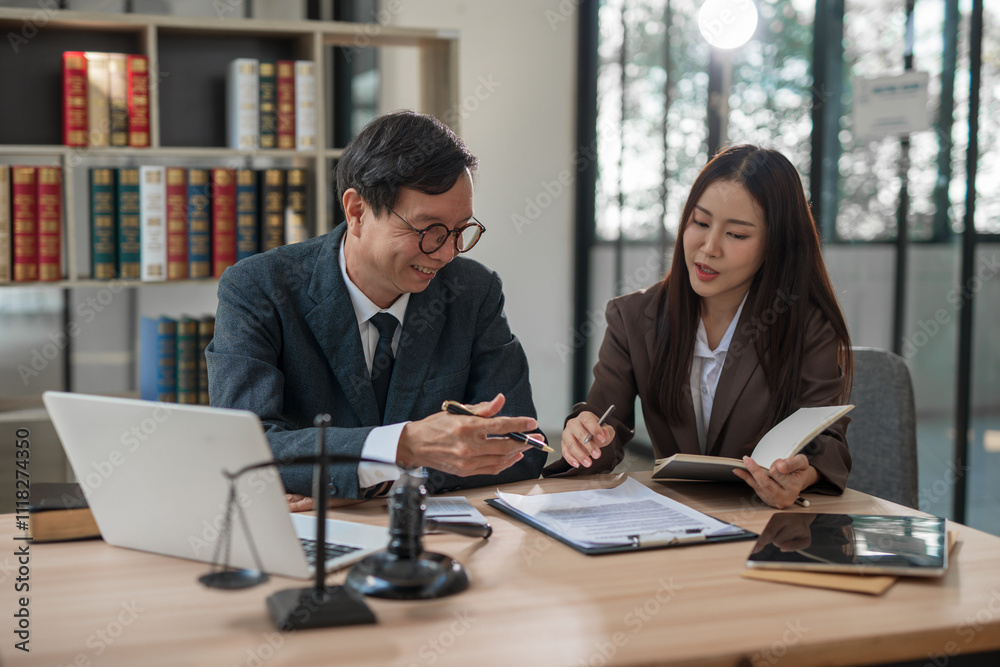 Lawyer and team Discuss problems and work related to legal work. Lawyer and team Discuss problems and work related to legal work.