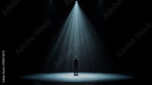 Spotlight on a single person in a dark stage.