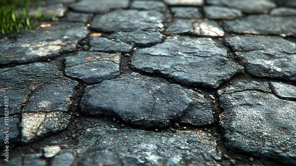 Close-up of Rough Cobblestone Texture - Realistic 3D Background