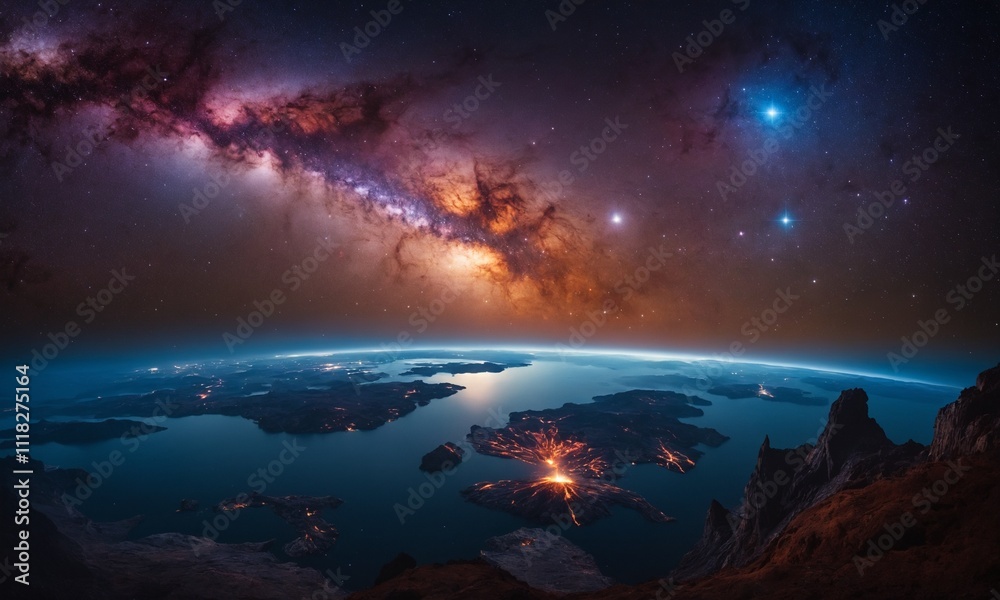 Fototapeta premium 우주오로라 멋진우주배경