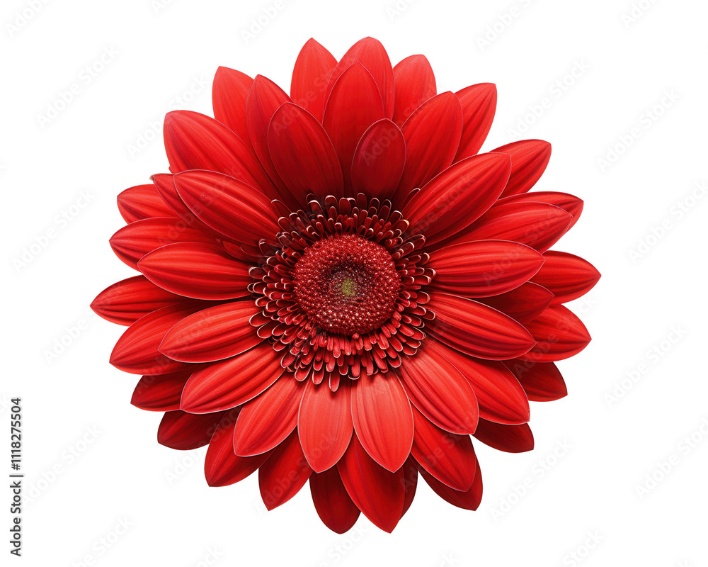 Vibrant Red Gerbera Daisy Flower Blossom Isolated White Background