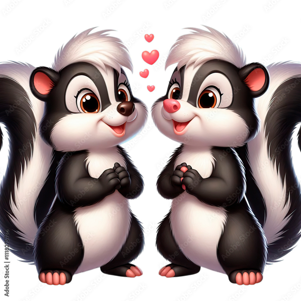 Fototapeta premium Squirrels are striped, ornate, black and white