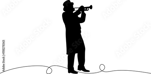 professional trumpet player silhouette