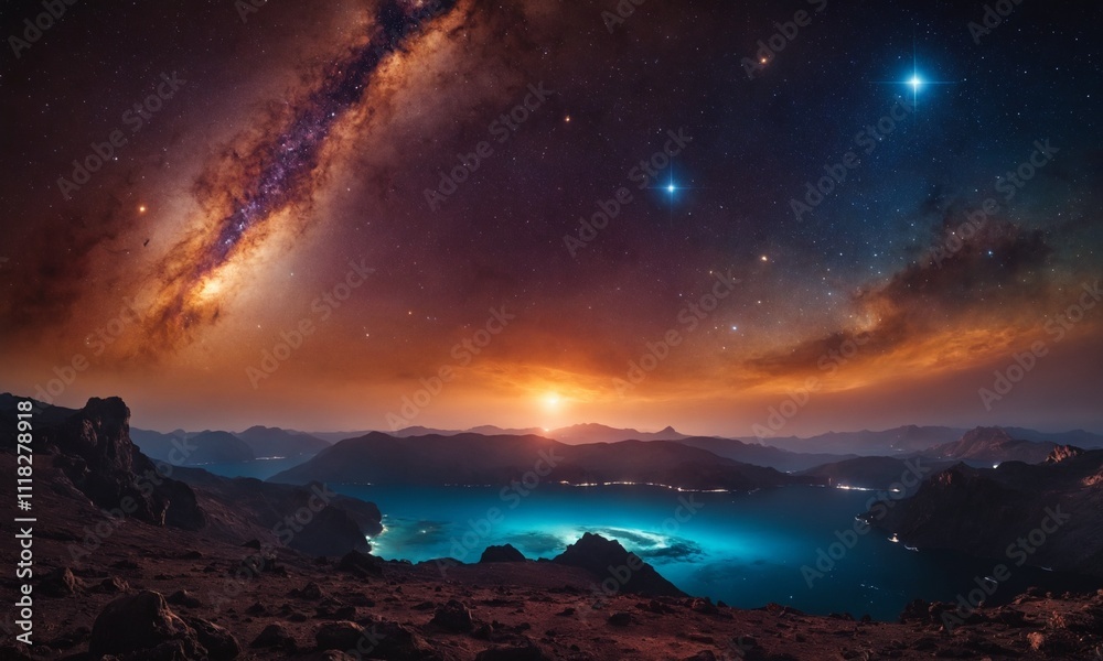 Naklejka premium 우주오로라 멋진우주배경