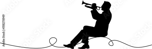 Silhouette of a trumpet player