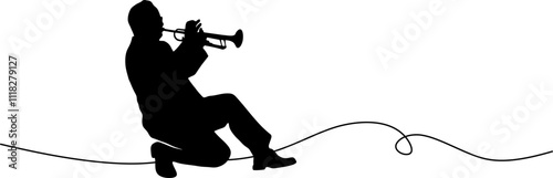 silhouette of a man playing the trumpet
