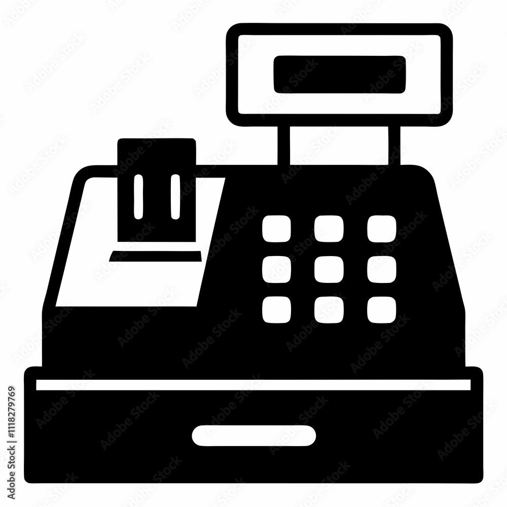 Black Silhouette Cash Register Icon Vector Design Black Silhouette Cash Register Icon Vector Design