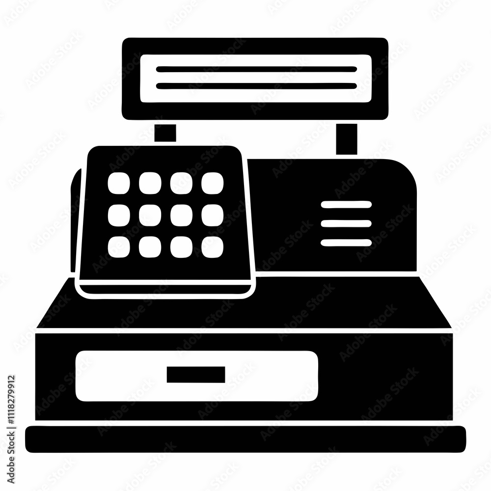 Black Silhouette Cash Register Icon Vector Design Black Silhouette Cash Register Icon Vector Design