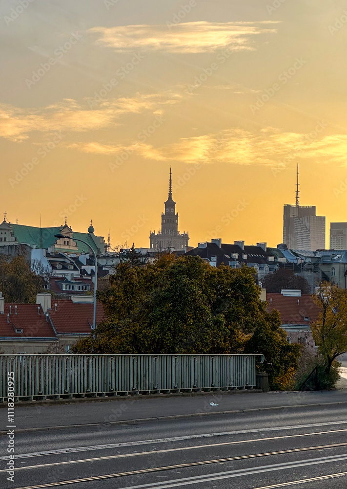 Obraz premium Various photos taken in the autumn season from the capital of Poland, Warsaw
