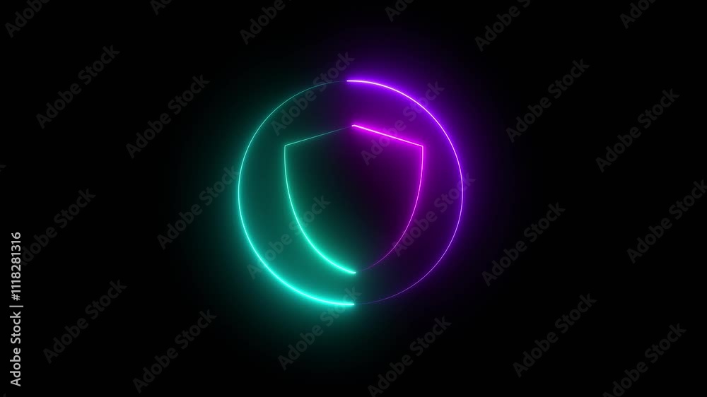 black background Bright neon security neon frame with tones on isolated Alpha channel Premultiplied. security, safety icon. Glowing neon security icon. black background Bright neon security neon frame with tones on isolated Alpha channel Premultiplied. security, safety icon. Glowing neon security icon.
