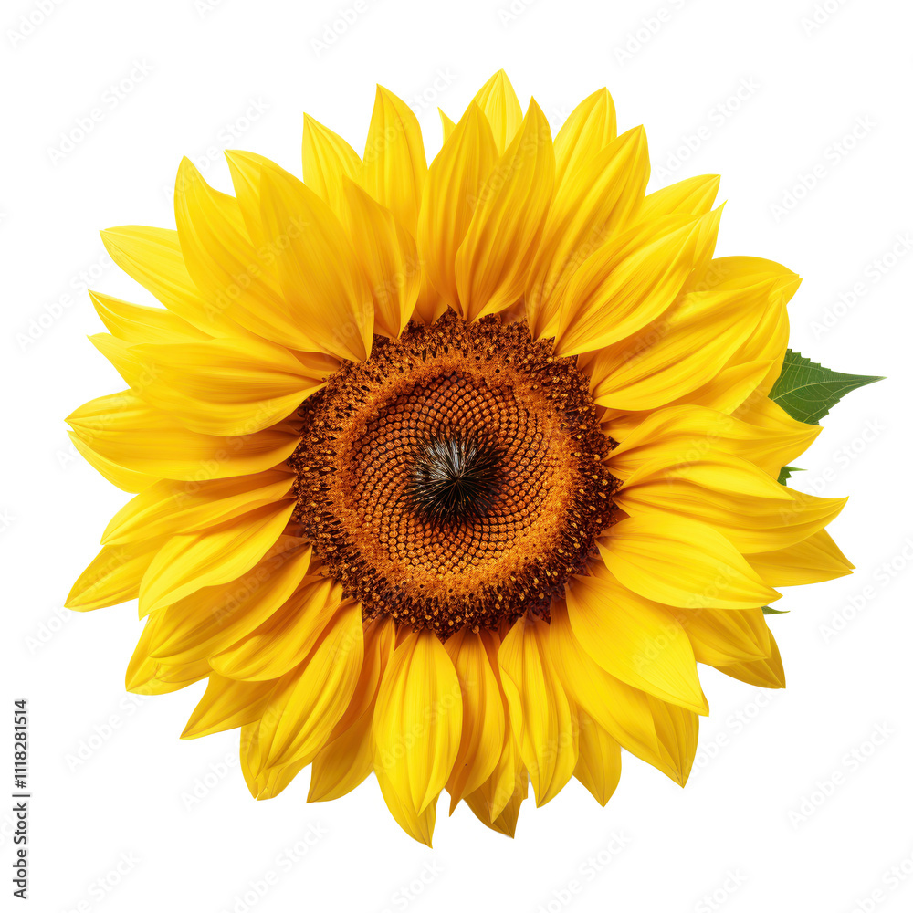 Fototapeta premium Vibrant Yellow Sunflower Blossom, Summer Bloom, Isolated on White