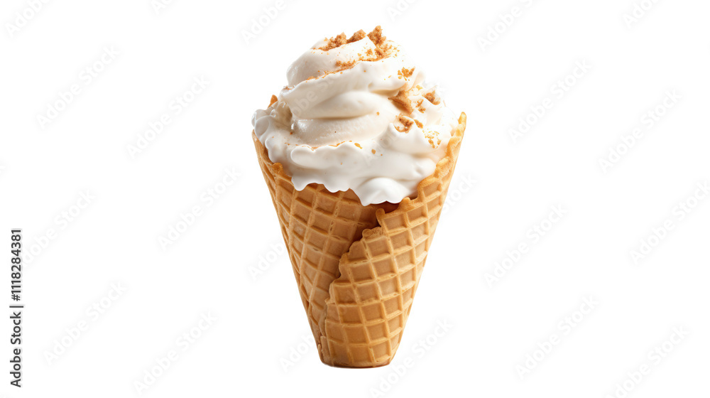 Delicious Creamy Ice Cream Cone with Cinnamon Crumble Topping Delicious Creamy Ice Cream Cone with Cinnamon Crumble Topping