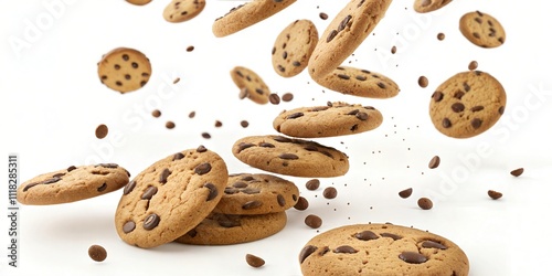 Delicious Choc Chip Cookies Falling with Crumb Food Photography: Delicious Cookie Stock Photos For Backgrounds, Graphics, and Header Designs