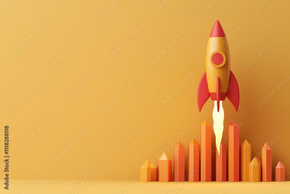 economic windfall concept. A glowing rocket made of financial graphs launching into a golden sky, symbolizing explosive revenue growth economic windfall concept. A glowing rocket made of financial graphs launching into a golden sky, symbolizing explosive revenue growth