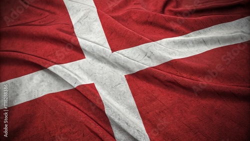 Close-Up of the Denmark Flag with Fabric Texture Displayed