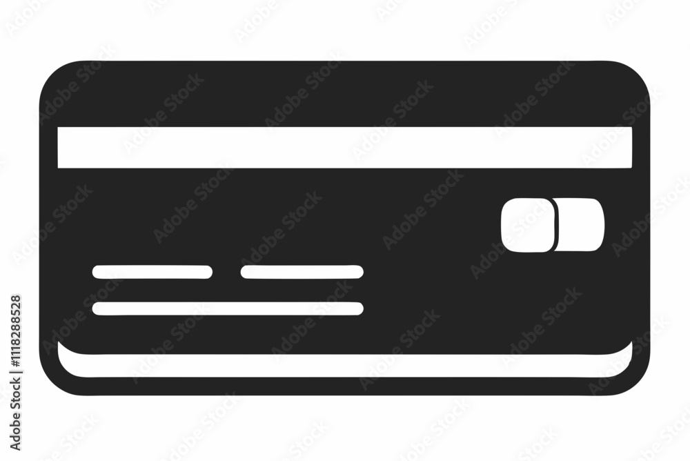 Fototapeta premium Black Silhouette Credit Card Icon Vector Design
