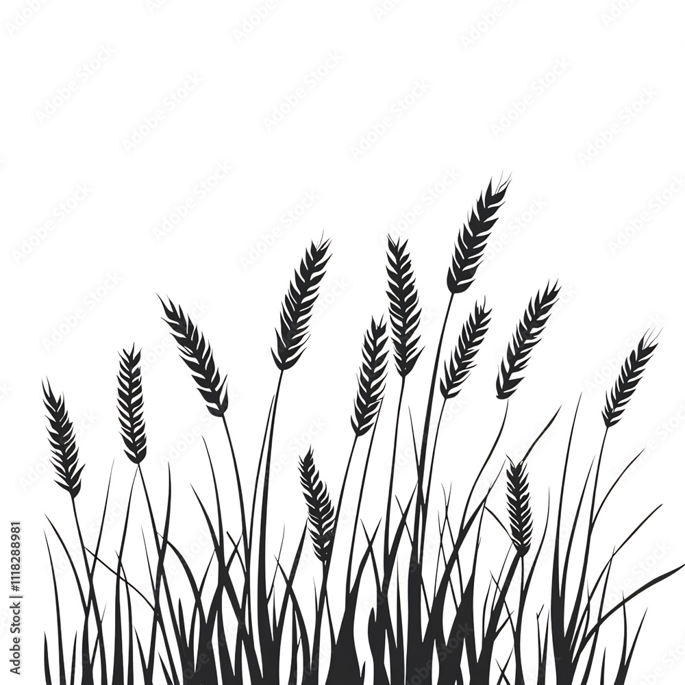 Wheat stalks illustration, monochrome Wheat stalks illustration, monochrome