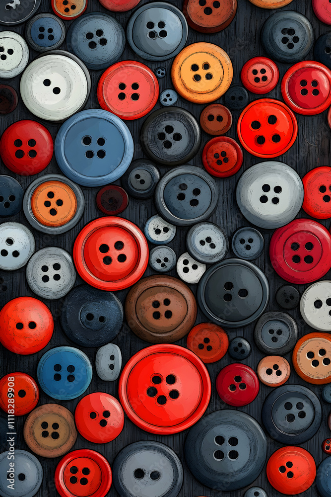 Colorful buttons arranged on dark wood background. Colorful buttons arranged on dark wood background.
