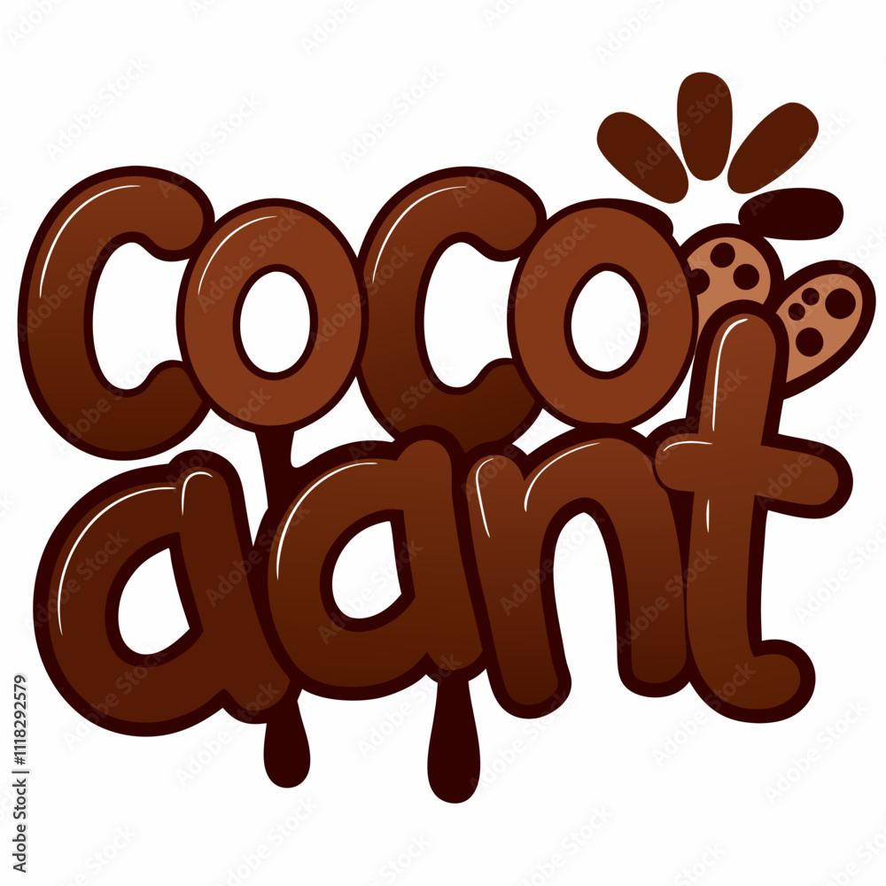 STICKER DESIGN OF COCO ANTWITH CHOCOLATE BACKGROUND STICKER DESIGN OF COCO ANTWITH CHOCOLATE BACKGROUND