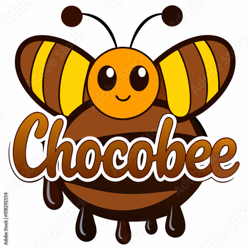 STICKER DESIGN OF CHOCOBEE WITH CHOCOLATE BACKGROUND