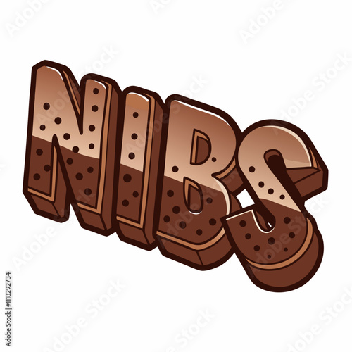 STICKER DESIGN OF NIBS WITH CHOCOLATE BACKGROUND