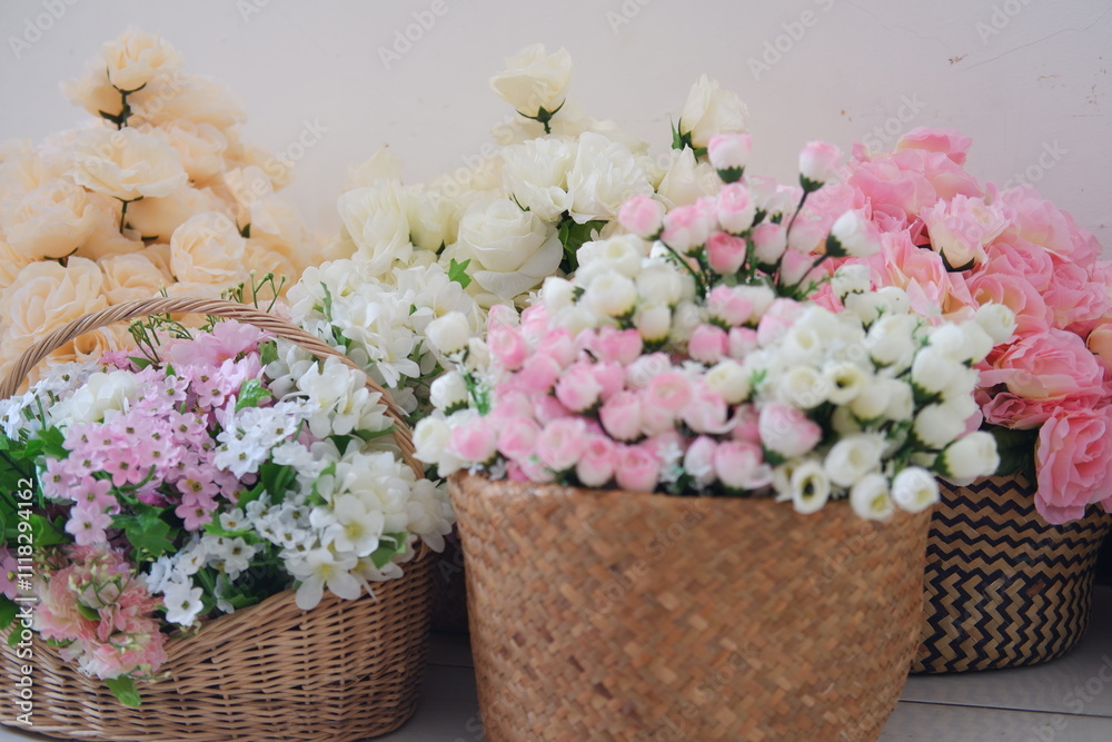 bouquet of pink and white roses, soft focus background. bouquet of pink and white roses, soft focus background.