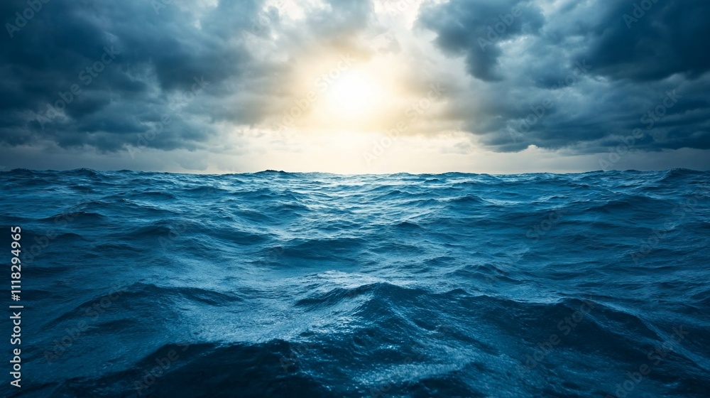 Dramatic ocean scene with waves and a cloudy sky at sunset. Dramatic ocean scene with waves and a cloudy sky at sunset.