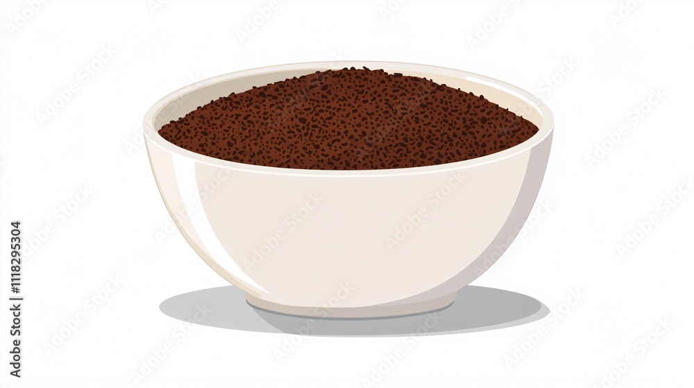Ground Coffee in a Bowl Vector Isolated Illustration