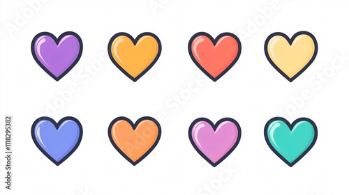Heart Outline Vector Icon Isolated 2D Flat Design