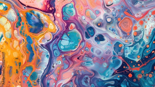 Abstract artistic background with epoxy resin. Vibrant and fluid design.